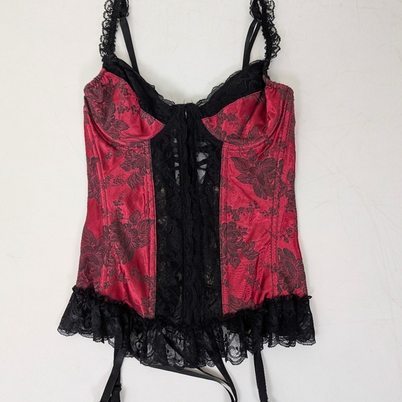 Shirley of Hollywood Corset Satin Tapestry Jacquard Longline Bustier Flowered - Picture 4 of 10